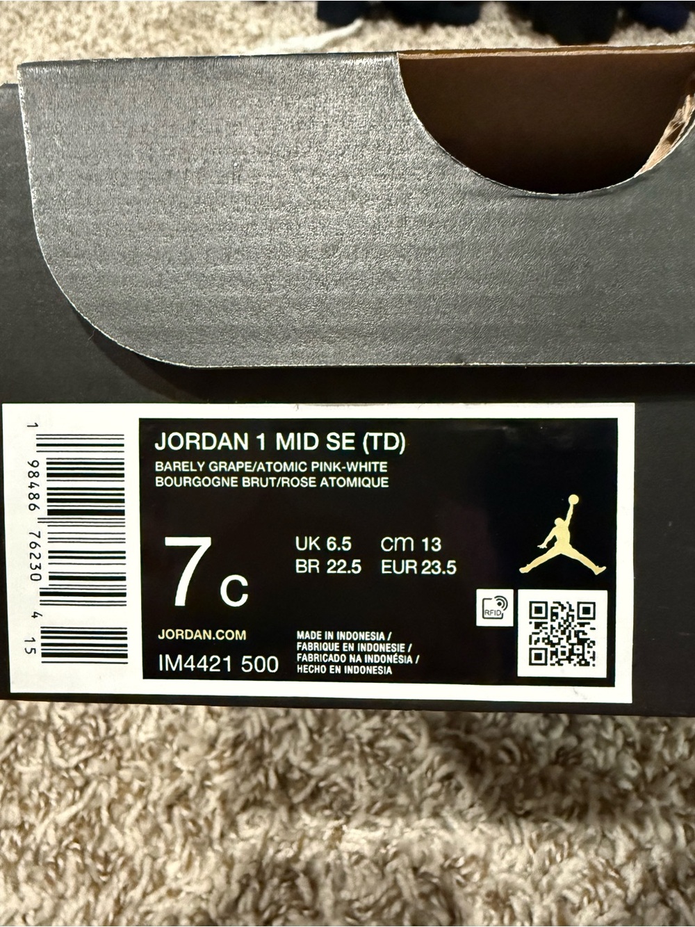 Toddler girl nike air Jordan size 7 High-Top Sneakers Iridescent Swoosh purple - Picture 6 of 8